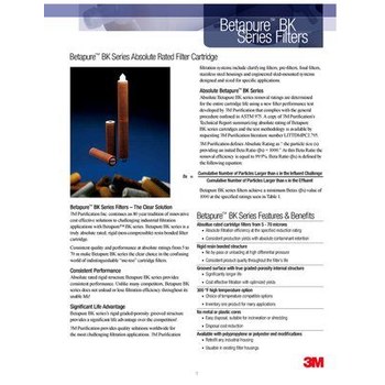3M Betapure Serie BK Cartucho de filtro - BK09Z8200G1SNG - 20 µ Calificación - Polietileno 9.7 pulg. - 10175