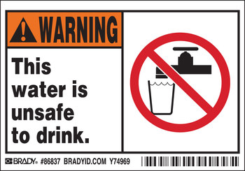 Imágen de Brady Negro/Naranja/Rojo sobre blanco Rectángulo Poliéster 86837 Etiqueta de saneamiento (Imagen principal del producto)