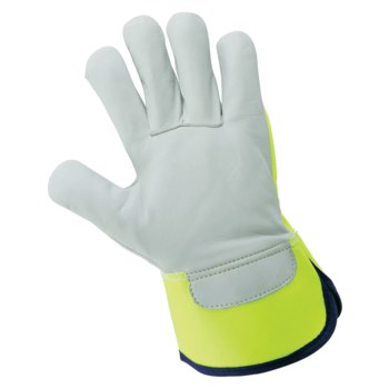 Global Glove 1100GHV Amarillo/verde reflectante Grande Cuero Piel de cabra Cuero Guantes de trabajo - 1100ghv lg