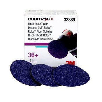3M Cubitron II Roloc Disco de fibra de cambio rápido 33389 - 3 pulg. - Grano Cerámico de Precisión - 36+