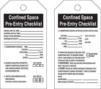 Imágen de Brady Negro sobre blanco Cartulina Inspección/Lista de verificación 65457 Etiqueta para espacio restringido (Imagen principal del producto)
