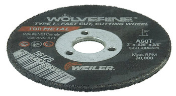 Weiler Wolverine Rueda de corte 56128 - Tipo 1 (recto) - 2 pulg. - Óxido de aluminio - 60 - T