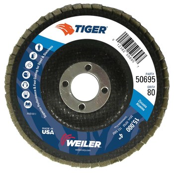 Weiler Tiger Tipo 27 - Zirconia - 4 pulg. - 80 - Mediano - 50695