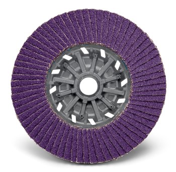 3M 769F Coated Type 27 Aluminum Oxide/Ceramic PSG Purple Flap Disc - 40+ Grit - Coarse - 4 1/2 in Diameter - 29883