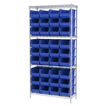 Imagen de Akro-mils AWS143630240 Akrobin 2000 lb Ajustable Azul Cromo Acero Abierto Ajustable Sistema de estantería fijo (Imagen principal del producto)