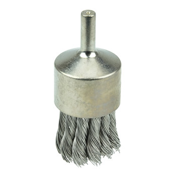 Weiler Acero inoxidable Cepillo de copa - Accesorio Eje - Diámetro 1-1/8 pulg. - Diámetro de la cerda 0.014 pulg. - Material de la copa: niquelado - 10392