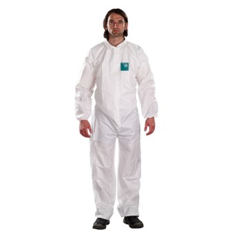 Ansell Microchem AlphaTec Overol resistente a productos químicos 68-1800 WH18-B-92-103-04 - tamaño Grande - Polietileno - Blanco - 06253