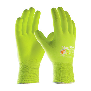 PIP MaxiFlex Ultimate 34-874 Amarillo de alta visibilidad Grande Nailon Guantes de trabajo - Longitud 8.7 pulg. - 616314-28202