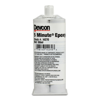 Devcon 5 Minute Transparente Adhesivo epoxi - Base y acelerador (B/A) - 50 ml Cartucho - 14270