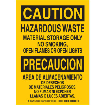 Imágen de Brady Bradyglo B-555 Aluminio Rectángulo Amarillo Inglés/Español Letrero de material peligroso 125394 (Imagen principal del producto)