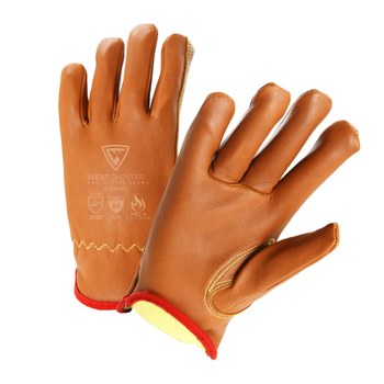 West Chester Protective Gear KS993KOA Marrón Grande Cuero Grano Piel de cabra Cuero Guante para conductor - Pulgar montado - 662909-077806