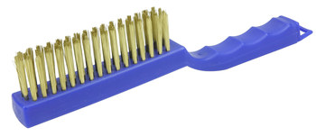 Weiler Latón Cepillo de alambre de mano - 2.4 pulg. ancho x 10.85 pulg. longitud - Diámetro de la cerda 0.012 pulg. - 73218