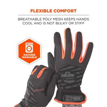 Ergodyne ProFlex QuickCuff 815 Negro/Naranja Grande Malla de poliéster Malla de poliéster Guantes de trabajo - 720476-17204