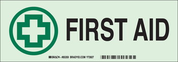 Imágen de Brady Bradyglo B-347 Poliéster/poliestireno Rectángulo Verde Inglés Letrero de primeros auxilios 85478 (Imagen principal del producto)
