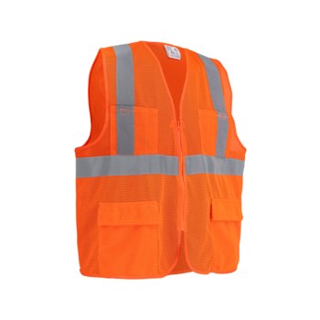 Global Glove FrogWear HV Chaleco de seguridad de alta visibilidad GLO-270-LG - tamaño Grande - Malla Poliéster - Naranja de alta visibilidad - ANSI clase 2, tipo R - glo-270 lg
