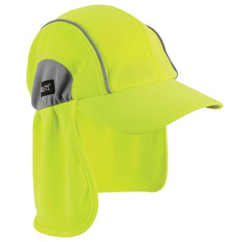Ergodyne Chill-Its 6650 Lima de alta visibilidad Hi Cool/Felpa Gorra para sol con cubrenuca - 720476-12520