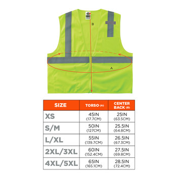 Ergodyne Glowear 8210Z Chaleco de alta visibilidad 21059 - tamaño 4EG/5EG - Poliéster - Lima de alta visibilidad - ANSI clase 2