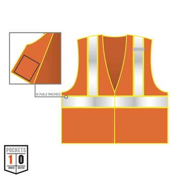 Ergodyne Glowear 8229Z Chaleco de alta visibilidad 21307 - tamaño 2EG/3EG - Poliéster - Naranja de alta visibilidad - ANSI clase 2