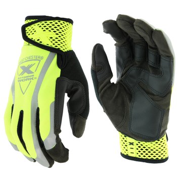 West Chester Extreme Work VizX 89308 Negro/Amarillo de alta visibilidad 2XG Cuero Sintético Cuero Guantes de trabajo - Pulgar montado - Longitud 9.75 pulg. - 662909-509048