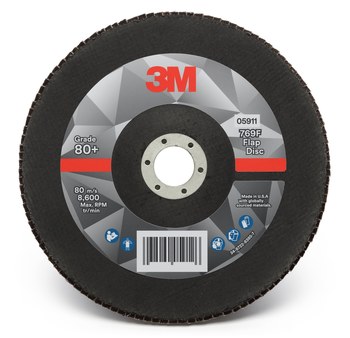 3M 769F Tipo 27 Recubierto Óxido de aluminio cerámico Disco de Aletas - Diámetro 7 pulg. - Agujero Central 7/8 pulg. - 05911