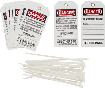 Imágen de Brady Negro/Rojo sobre blanco Ojal de metal, Autolaminados Poliéster 65359 Etiqueta de seguridad del equipo (Imagen principal del producto)