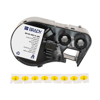 Brady M4-82-499-YL-BK Etiquetas adhesivas multiuso agresivas - 0.375 pulg. x 0.375 pulg. - Nailon - Negro sobre amarillo - B-499