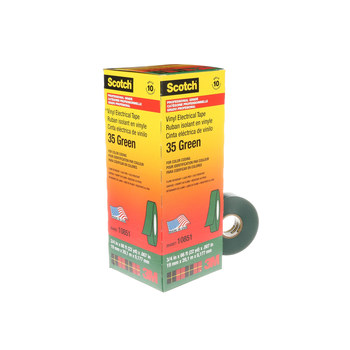 3M Scotch 35 Verde Cinta aislante - 3/4 pulg. x 66 pies - Grosor 7 mil - 10851