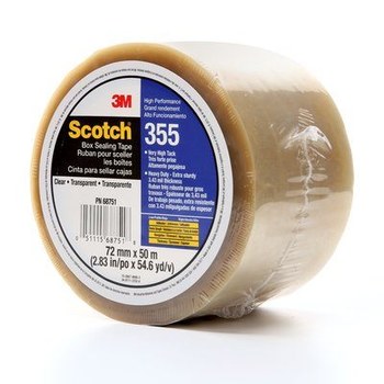 3M Scotch 355 Transparente Cinta de sellado de cajas - 72 mm Anchura x 50 m Longitud - 3.4 mil Espesor - 68751