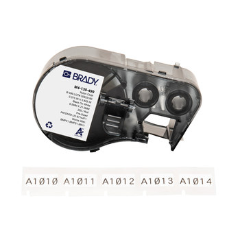 Brady M4-130-499 Etiquetas adhesivas multiuso agresivas - 0.825 pulg. x 0.375 pulg. - Nailon - Negro sobre blanco - B-499