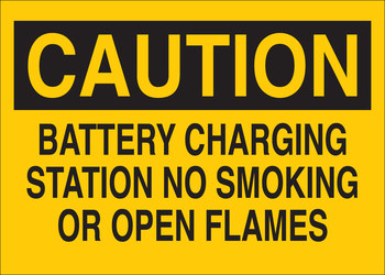 Imágen de Brady B-120 Poliéster reforzado con fibra de vidrio Rectángulo Amarillo Inglés Cartel de sala de baterías 70223 (Imagen principal del producto)