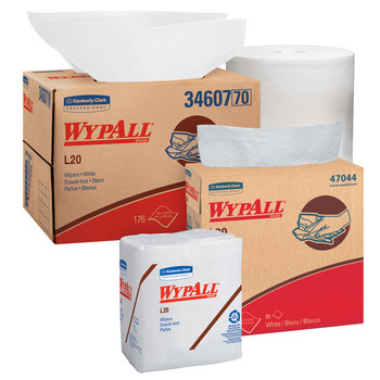 Kimberly-Clark Wypall L20 Limpiador 47758, Papel, - 9.8 pulg. x 13.4 pulg. - Blanco