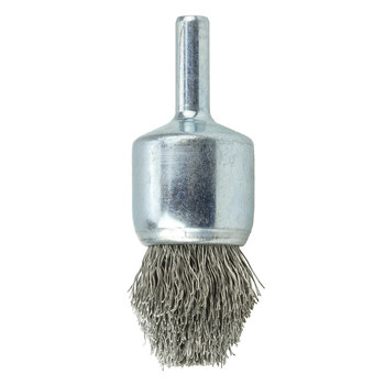 Weiler Acero inoxidable Cepillo de copa - Accesorio Eje - Diámetro 3/4 pulg. - Diámetro de la cerda 0.010 pulg. - Estilo del cepillo: dilatación controlada - 10317