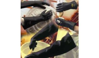 Ansell AlphaTec 87-108 Negro 10.5 Látex Guantes resistentes a productos químicos - A granel - Longitud 24 pulg. - 076490-13544