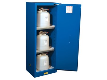 Justrite Sure-Grip EX Gabinete de almacenamiento de material peligroso Slimline 862228 - 22 gal - Azul real - 15457