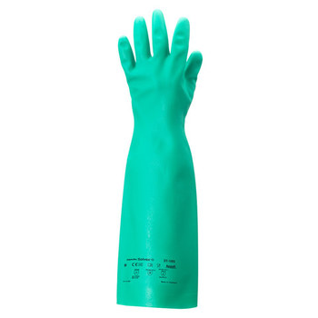 Ansell AlphaTec Solvex 37-185 Verde 7 a 7.5 Nitrilo No compatible Guantes resistentes a productos químicos - acabado Liso - Longitud 18 pulg. - 076490-17298