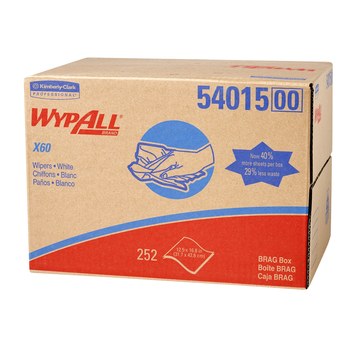 Kimberly-Clark Wypall X60 Limpiador 54015, Hydroknit, - 16.8 pulg. x 12.5 pulg. - Blanco