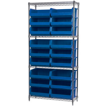 Imagen de Akro-mils AWS143630250 Akrobin 2000 lb Ajustable Azul Cromo Acero Abierto Ajustable Sistema de estantería fijo (Imagen principal del producto)