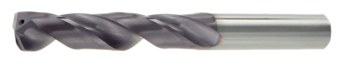 Bassett DHPCF-5 Alimentación Refrigerante Taladro de Jobber - Corte de mano derecha - Punta Radial 142° - Acabado TiAlN - Longitud Total 3.5787 pulg. - Flauta Espiral - Carburo - Vástago Recto - B54404