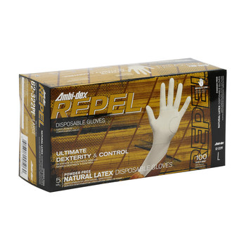 PIP Ambi-dex 62-322PF Blanco Grande Látex Guantes desechables - Grado Industrial - acabado Áspero - Longitud 9 pulg. - 616314-05060