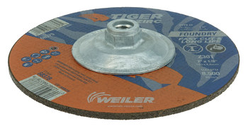 Weiler Tiger Zirc Rueda de desbaste con centro hundido 68379 - 7 pulg. - Alúmina-zirconia - 30 - T