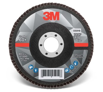 3M 769F Tipo 27 Recubierto Óxido de aluminio cerámico Disco de Aletas - Diámetro 5 pulg. - Agujero Central 7/8 pulg. - 05918