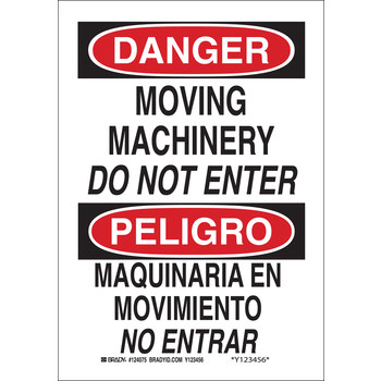 Imágen de Brady B-555 Aluminio Rectángulo Blanco Inglés/Español Cartel de seguridad del equipo 124076 (Imagen principal del producto)
