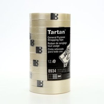 3M Tartan 8934 Transparente Cinta de fleje de filamento - 18 mm Anchura x 55 m Longitud - 4 mil Espesor - 86519