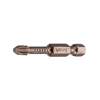 Vega Tools Impactech 8F-10R Ranurado Insertar Broca impulsora P125F08A - Acero S2 Modificado - 1 pulg. Longitud - Bronce Gunmetal acabado - 02157