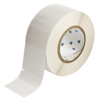 Brady THT-26-427-1 Rollo de etiquetas troqueladas para impresoras - 2.5 pulg. x 1 1/4 pulg. - Vinilo - Transparente/Blanco - B-427
