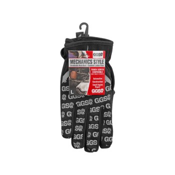 Global Glove Negro con reflectante Grande Malla Poliéster Guantes de mecánico - Pulgar reforzado - 810033-29625