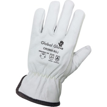Global Glove CR3900 Blanco Grande Cuero Grano Piel de cabra Guantes resistentes a cortes - cr3900 lg