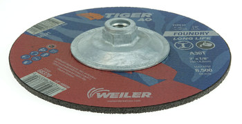 Weiler Tiger AO Rueda de desbaste con centro hundido 68371 - 7 pulg. - Óxido de aluminio - 30 - T