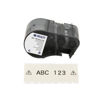 Brady M5C-1500-595-CL-BK Etiquetas para todo tipo de clima - 1.5 pulg. x 20 pies - Vinilo - Negro sobre transparente - B-595