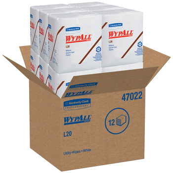Kimberly-Clark Wypall L20 Limpiador 47022, Papel, - 12 pulg. x 12.5 pulg. - Blanco